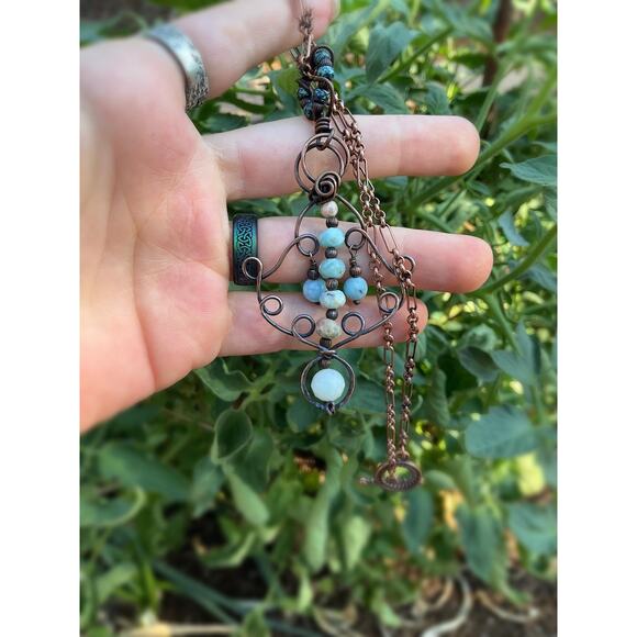 Artisan Larimar and Aquamarine Necklace - Picture 7 of 11